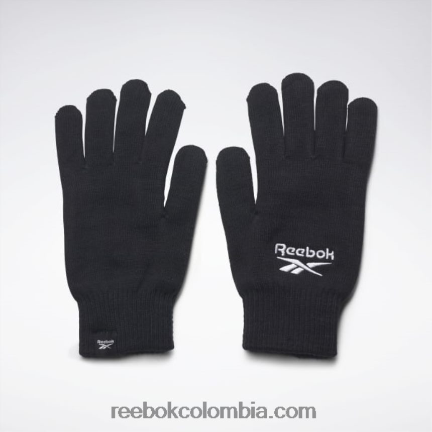 negro guantes deportivos esenciales con logo Reebok D260LP1021