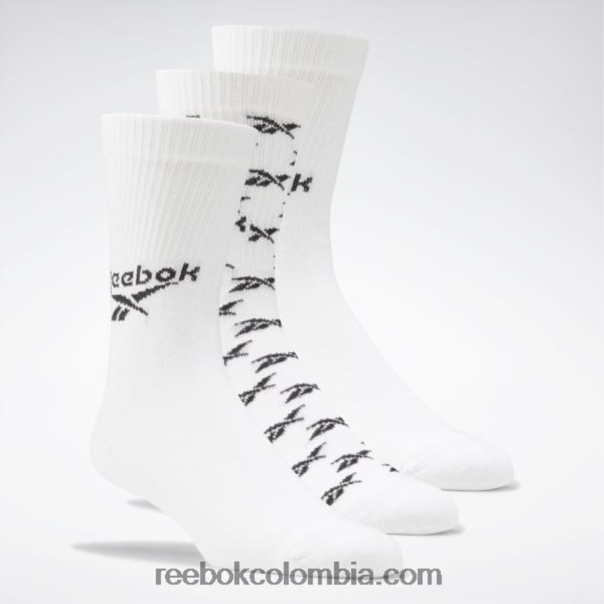blanco calcetines clásicos plegables 3 pares Reebok D260LP1003