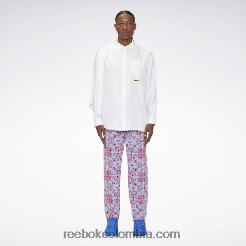 blanco camisa Pyer Moss drapeada con botones Reebok D260LP379