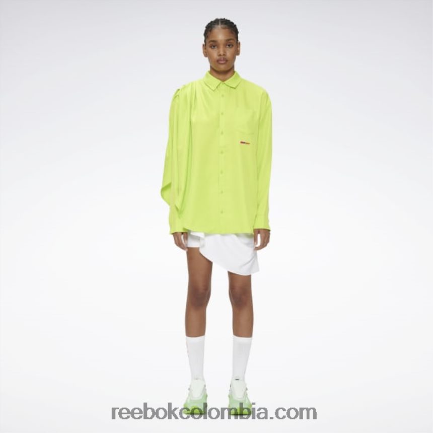 verde sónico camisa Pyer Moss drapeada con botones Reebok D260LP236