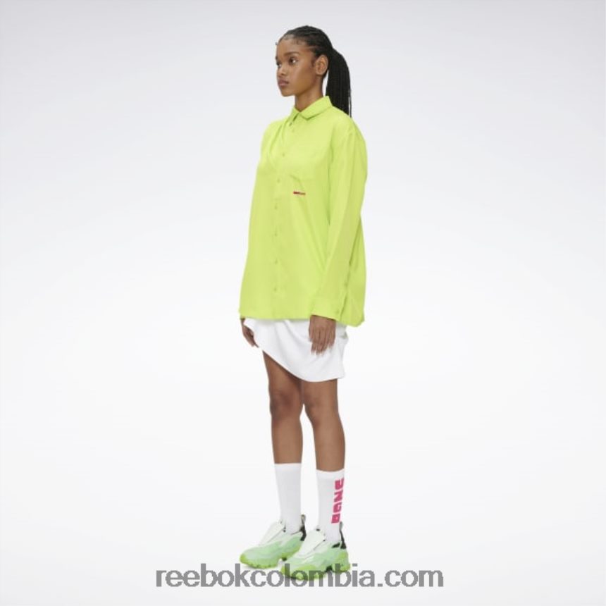 verde sónico camisa Pyer Moss drapeada con botones Reebok D260LP236