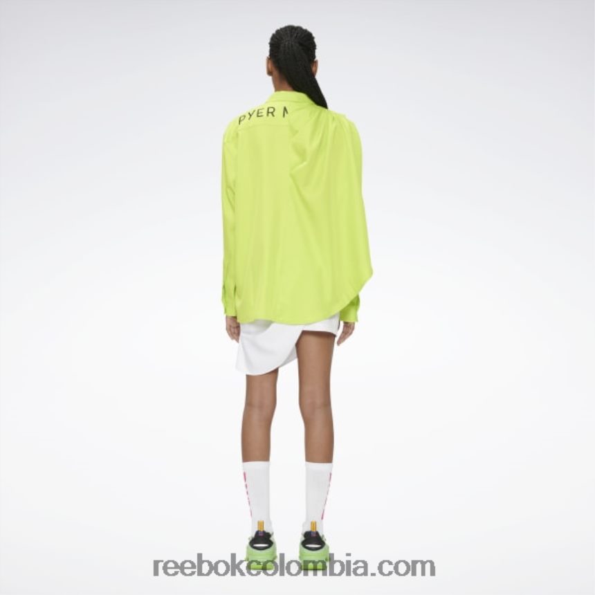 verde sónico camisa Pyer Moss drapeada con botones Reebok D260LP236