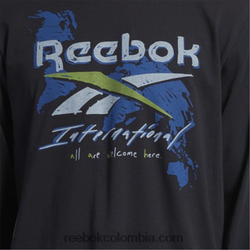 negro camiseta de manga larga de pretemporada serie gráfica Reebok D260LP441
