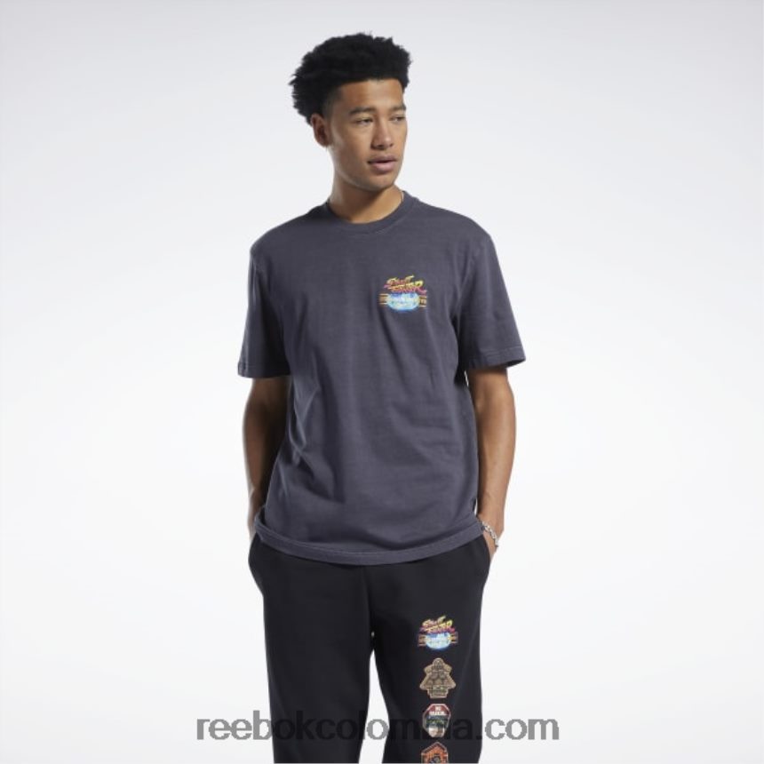 negro luchador callejero camiseta gráfica Reebok D260LP362