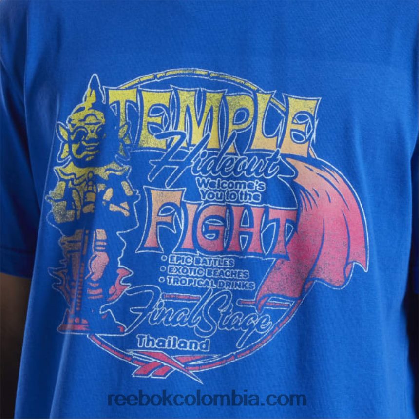 vector azul luchador callejero camiseta gráfica Reebok D260LP572