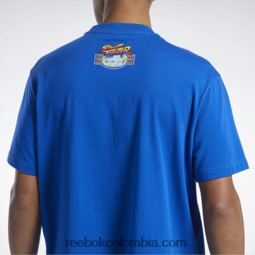 vector azul luchador callejero camiseta gráfica Reebok D260LP572