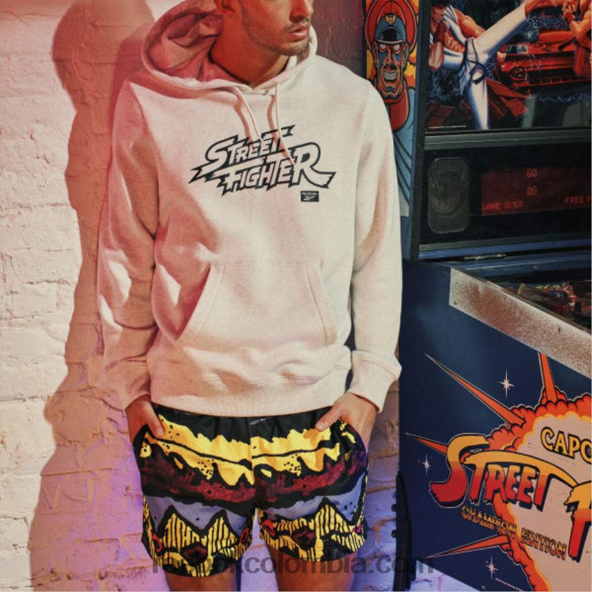 mezcla blanca sudadera con capucha y gráfico de Street Fighter Reebok D260LP363