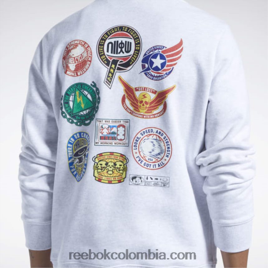 mezcla blanca sudadera con capucha y gráfico de Street Fighter Reebok D260LP363