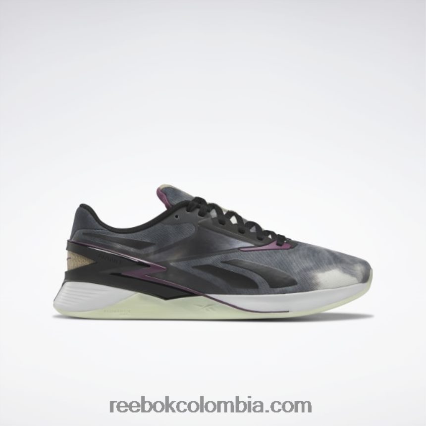 negro central/ciruela lavada f17-r/brillo tormenta zapatos de entrenamiento nano x3 Reebok D260LP564
