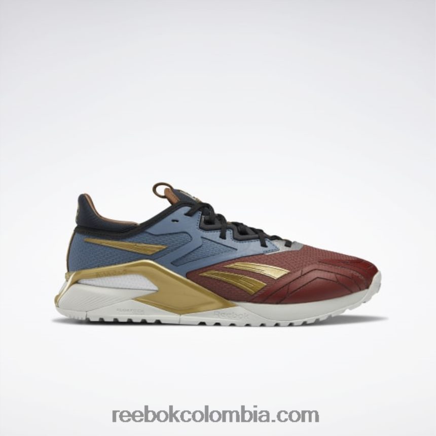 rojo tierra/azul valiente/oro mate zapatillas de entrenamiento dc nano x2 para hombre Reebok D260LP98