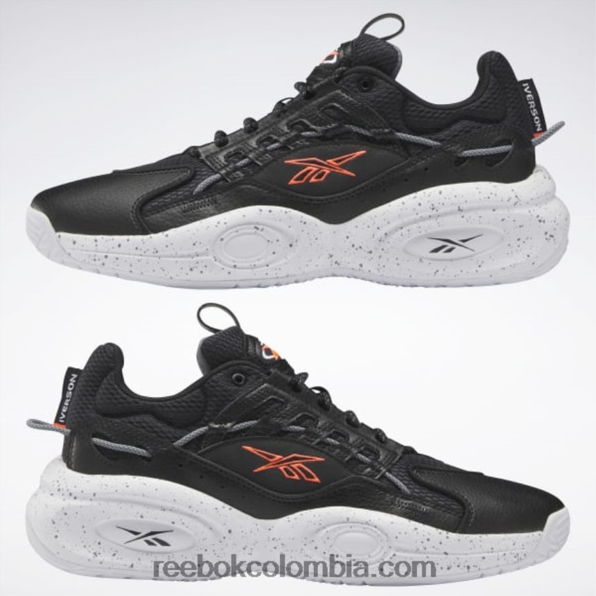 Núcleo negro/ftwr blanco/naranja llamarada zapatillas de baloncesto solución mid Reebok D260LP227