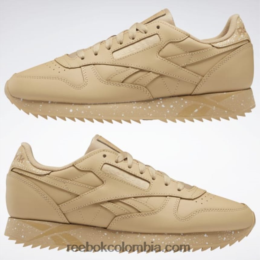 Sáhara/blanco zapatos clásicos de cuero ondulado Reebok D260LP941