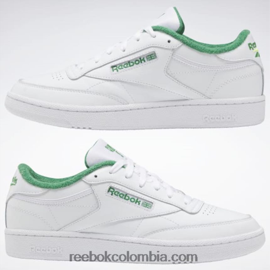 blanco ftwr/verde glen/amarillo ácido solar zapatos club c 85 Reebok D260LP784