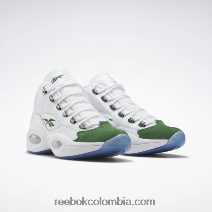 ftwr blanco/verde pino pregunta mid zapatos de baloncesto Reebok D260LP490