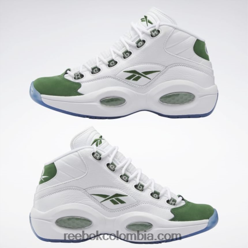 ftwr blanco/verde pino pregunta mid zapatos de baloncesto Reebok D260LP490