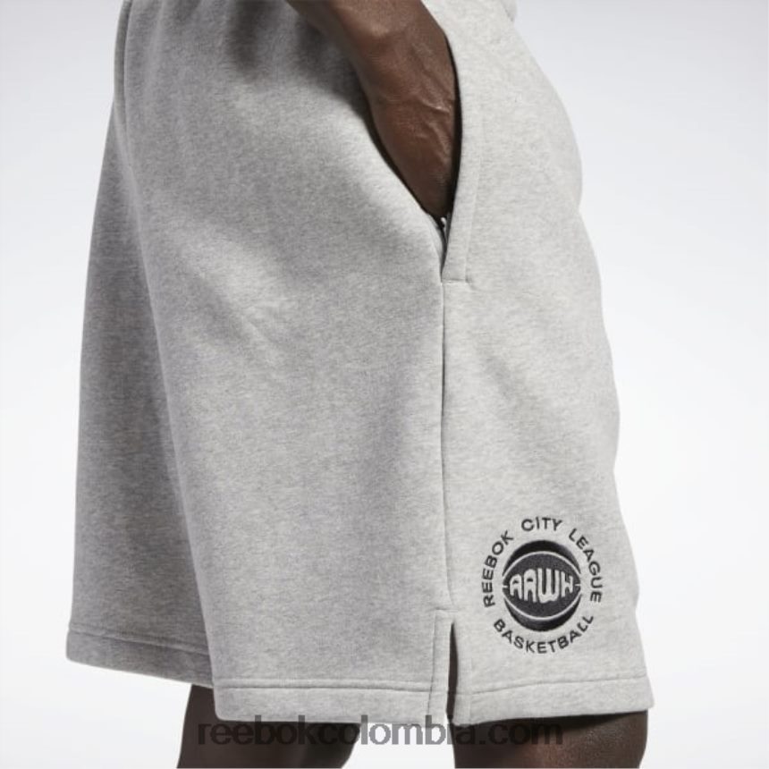 hombres brezo gris medio pantalones cortos de lana de la liga de la ciudad de baloncesto Reebok D260LP1315