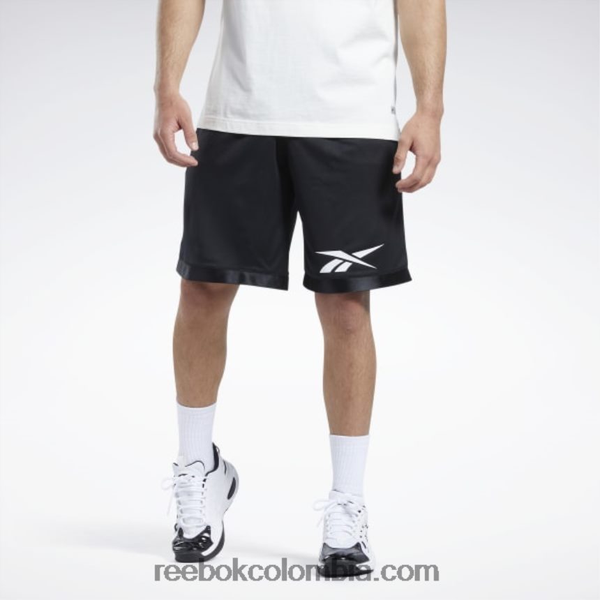 hombres negro pantalones cortos de malla de baloncesto Reebok D260LP1245