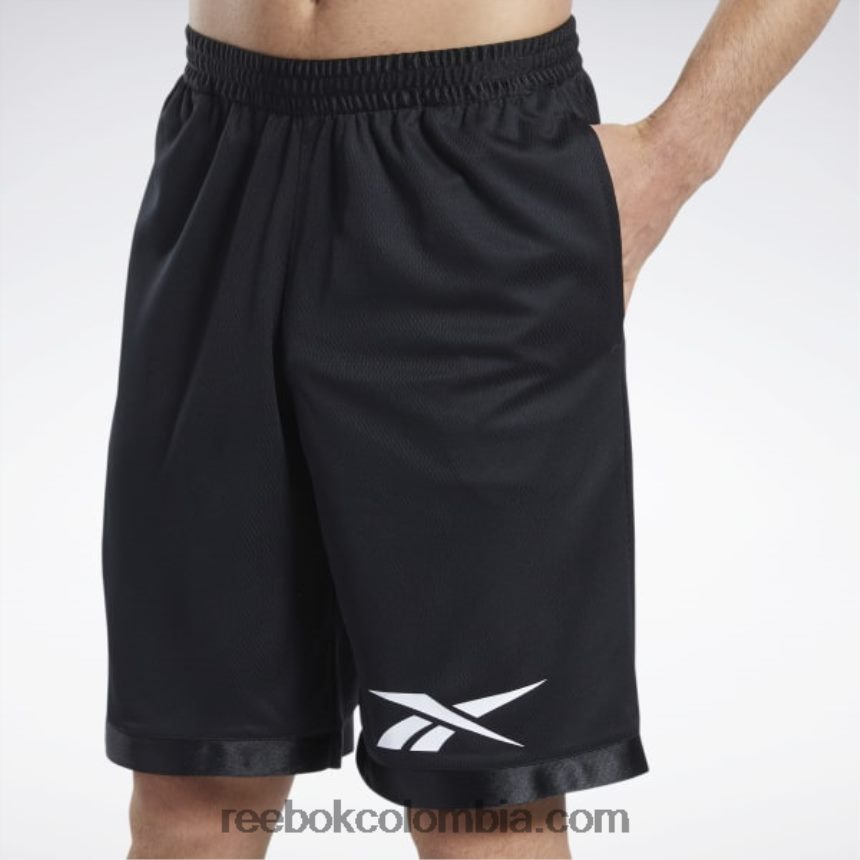 hombres negro pantalones cortos de malla de baloncesto Reebok D260LP1245