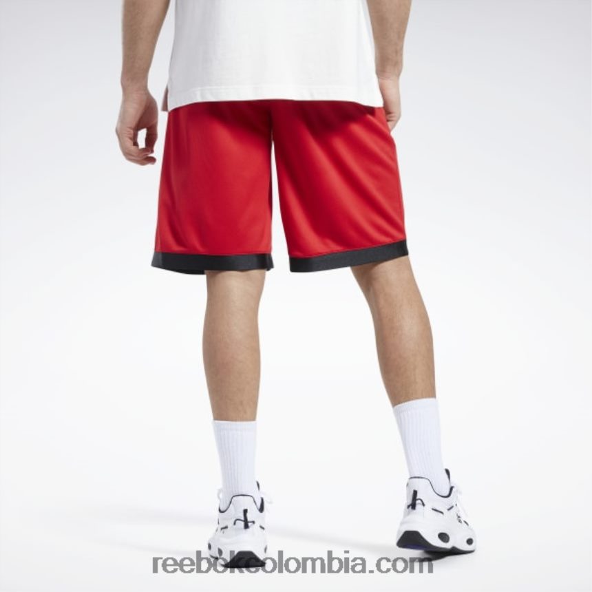 hombres vector rojo pantalones cortos de malla de baloncesto Reebok D260LP1269