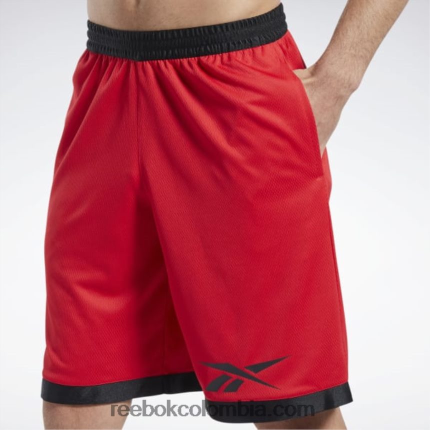 hombres vector rojo pantalones cortos de malla de baloncesto Reebok D260LP1269