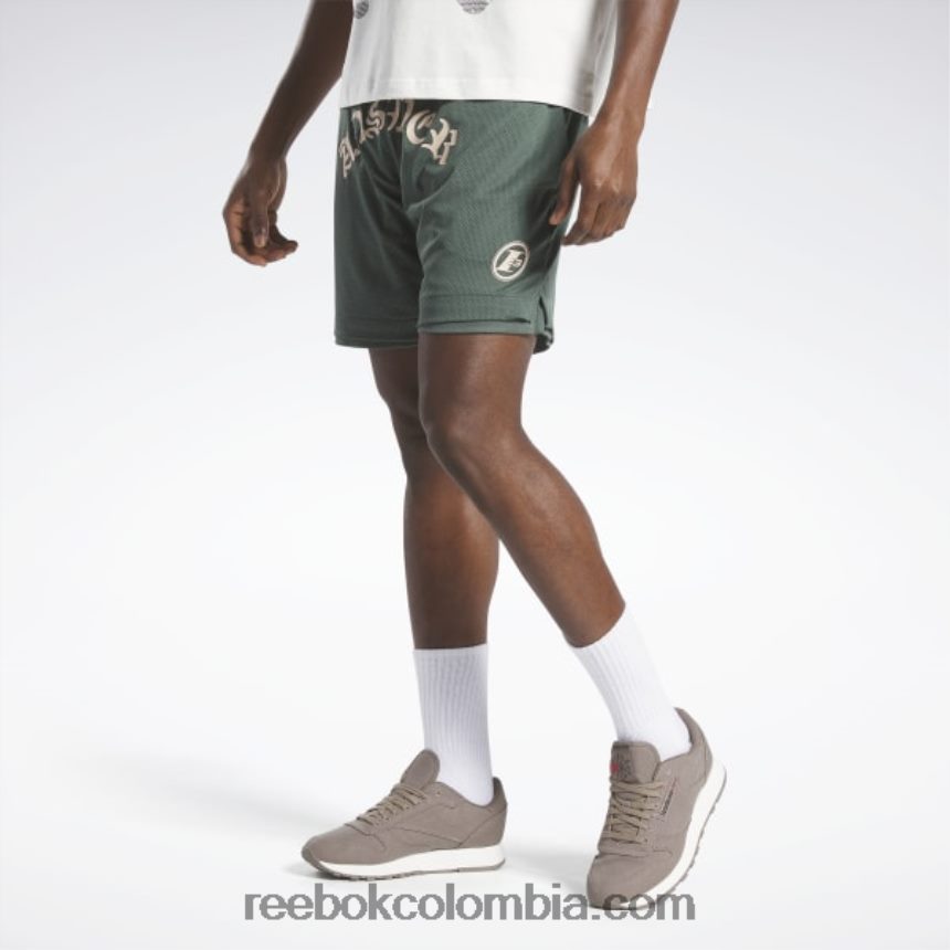 hombres verde tiza pantalones cortos de malla lny Reebok D260LP1196