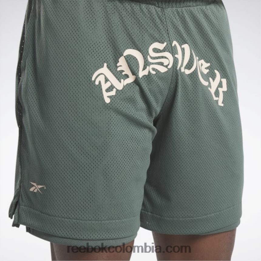 hombres verde tiza pantalones cortos de malla lny Reebok D260LP1196