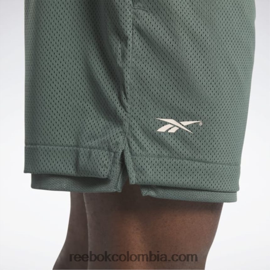 hombres verde tiza pantalones cortos de malla lny Reebok D260LP1196