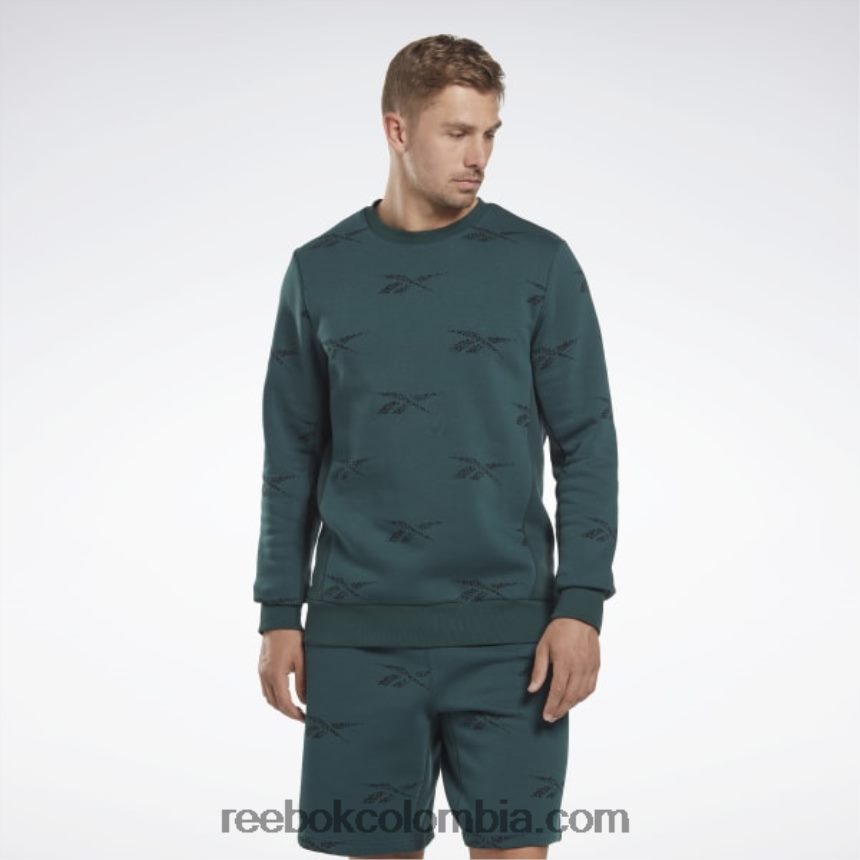 hombres bosque verde sudadera de vellón con vector de identidad Reebok D260LP1305