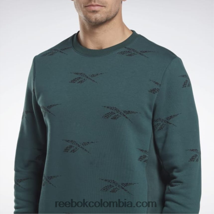 hombres bosque verde sudadera de vellón con vector de identidad Reebok D260LP1305