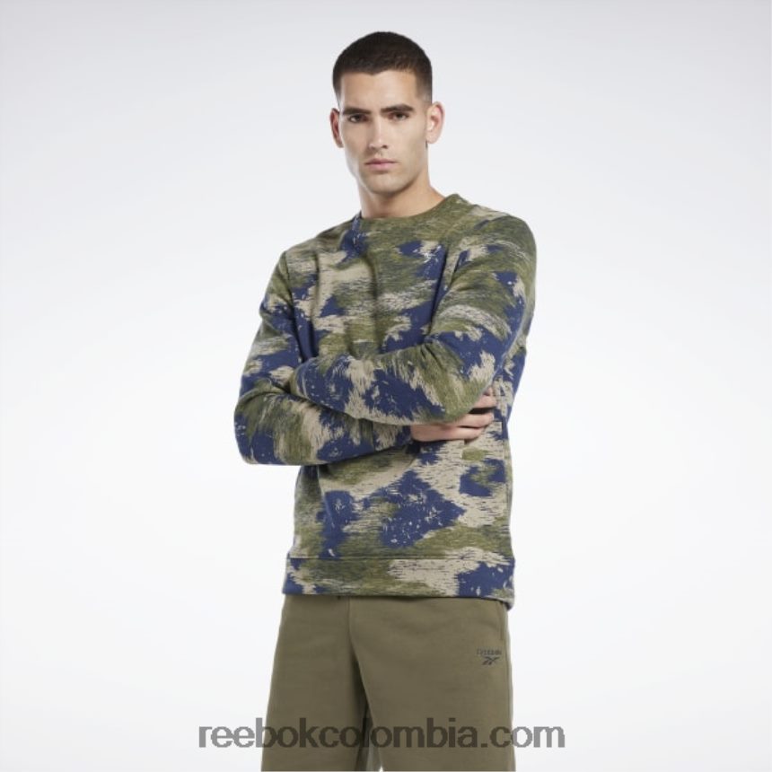 hombres cazador verde sudadera con cuello redondo Identity Modern Camo Fleece Reebok D260LP1297