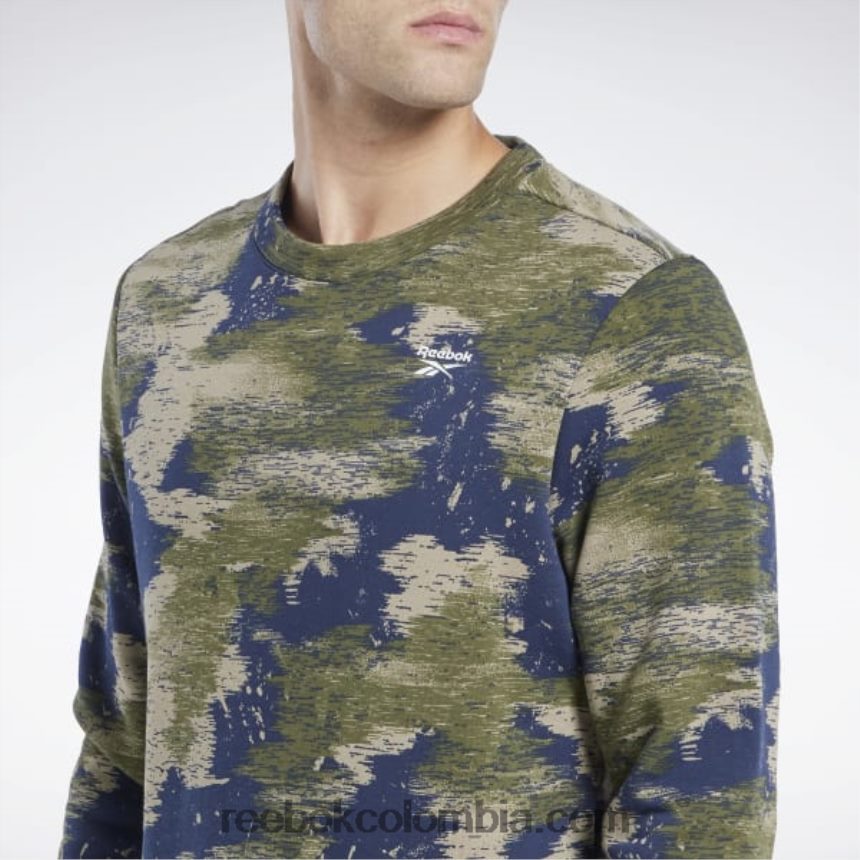 hombres cazador verde sudadera con cuello redondo Identity Modern Camo Fleece Reebok D260LP1297
