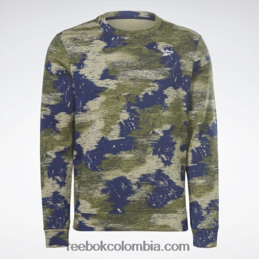 hombres cazador verde sudadera con cuello redondo Identity Modern Camo Fleece Reebok D260LP1297