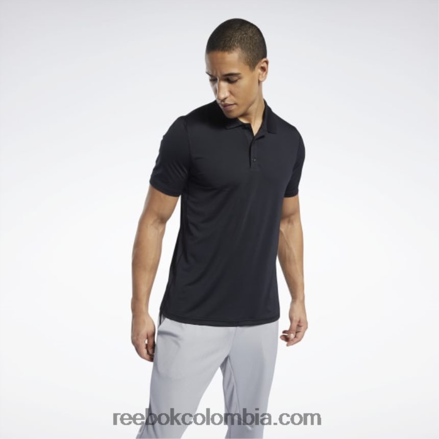 hombres negro polo listo para entrenar Reebok D260LP1228