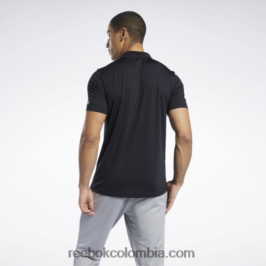 hombres negro polo listo para entrenar Reebok D260LP1228