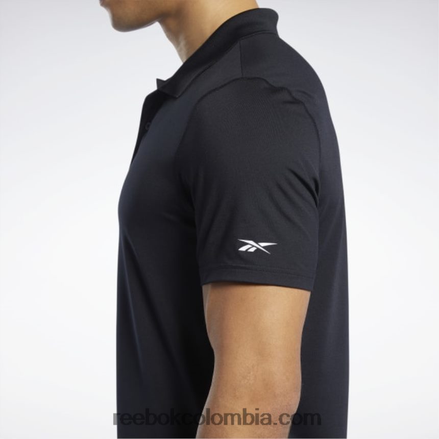 hombres negro polo listo para entrenar Reebok D260LP1228