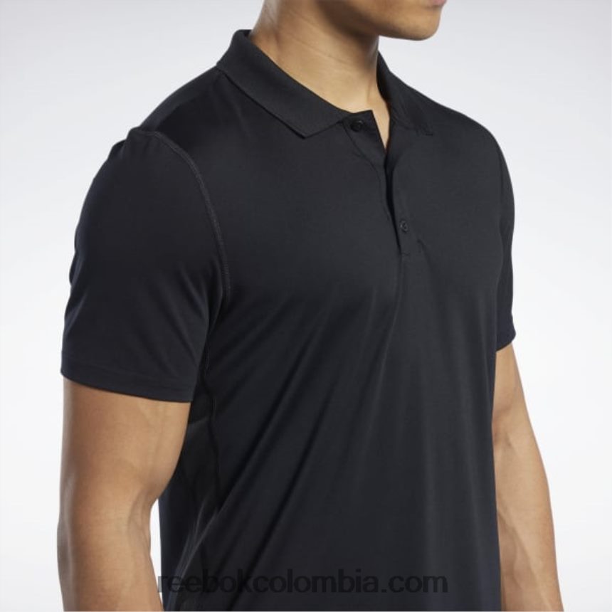 hombres negro polo listo para entrenar Reebok D260LP1228