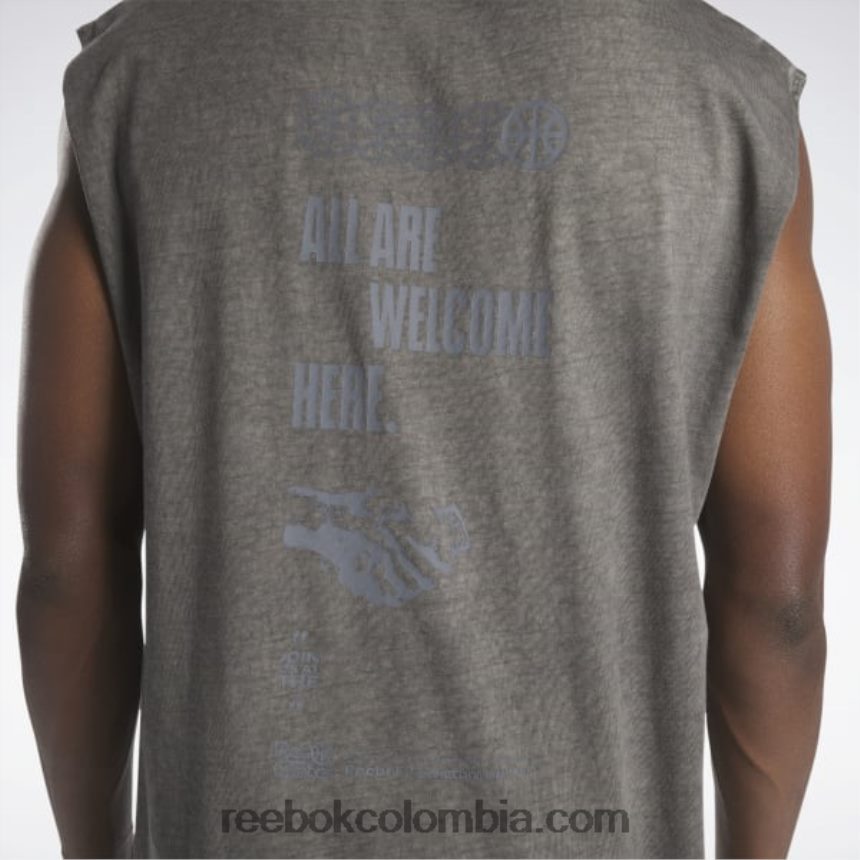 hombres negro top de cancha de baloncesto camiseta sin mangas bi-dye Reebok D260LP1326