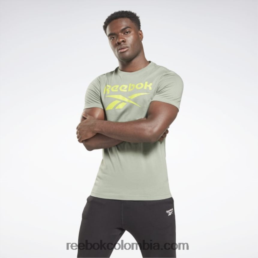 hombres armonía verde camiseta con logo grande Reebok D260LP1204