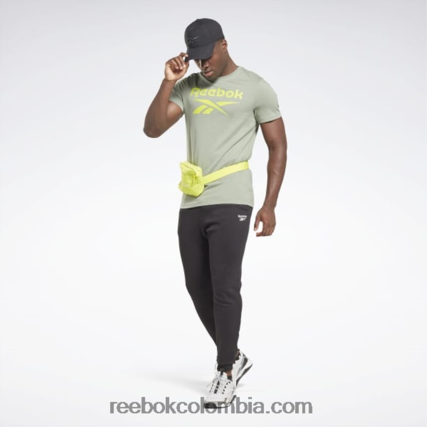 hombres armonía verde camiseta con logo grande Reebok D260LP1204