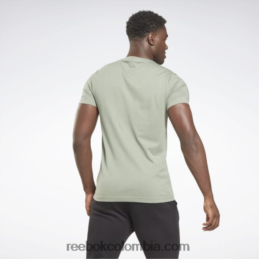 hombres armonía verde camiseta con logo grande Reebok D260LP1204