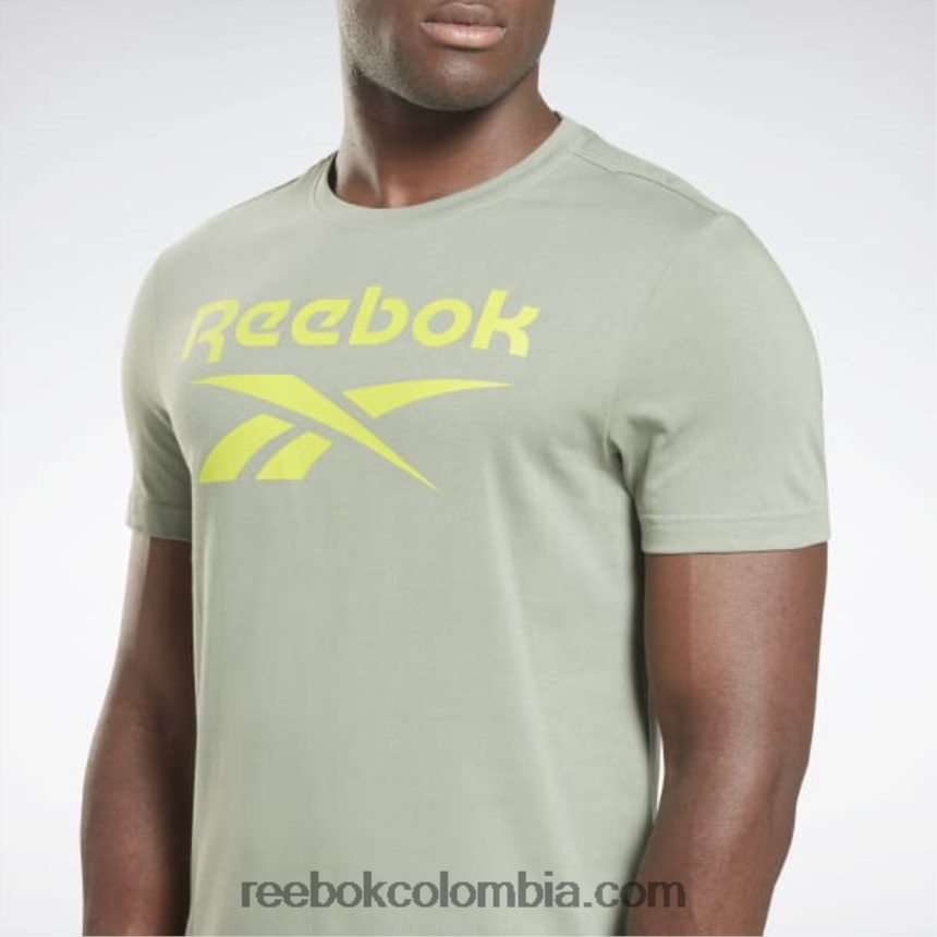 hombres armonía verde camiseta con logo grande Reebok D260LP1204