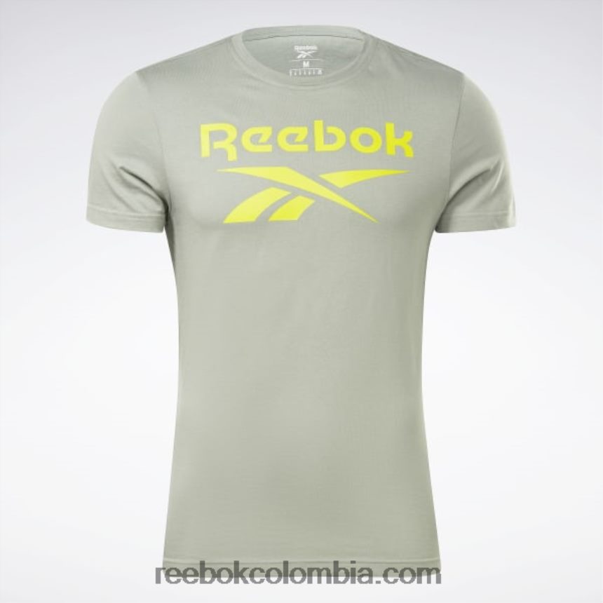 hombres armonía verde camiseta con logo grande Reebok D260LP1204