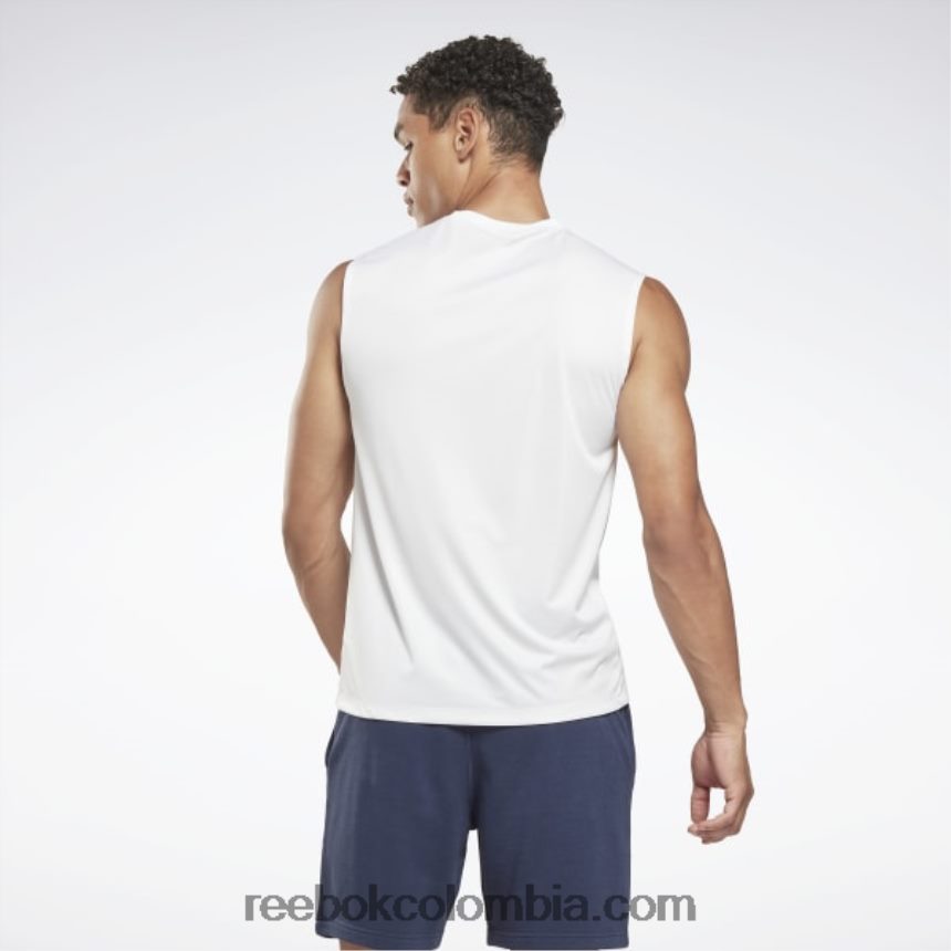 hombres blanco camiseta técnica sin mangas de entrenamiento Reebok D260LP1190