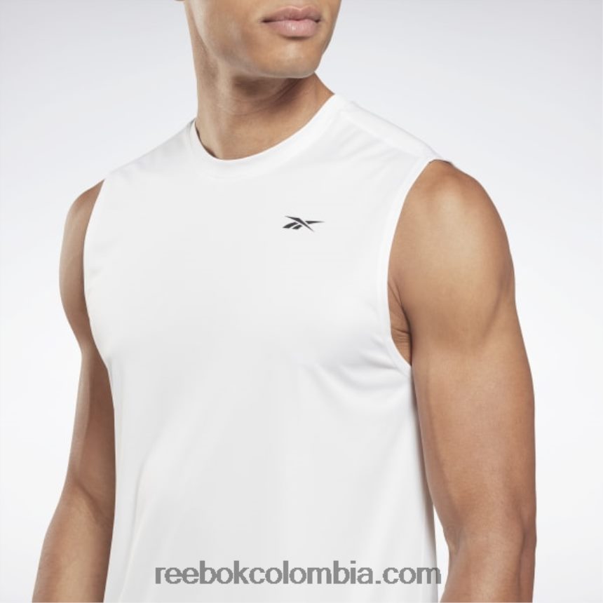 hombres blanco camiseta técnica sin mangas de entrenamiento Reebok D260LP1190