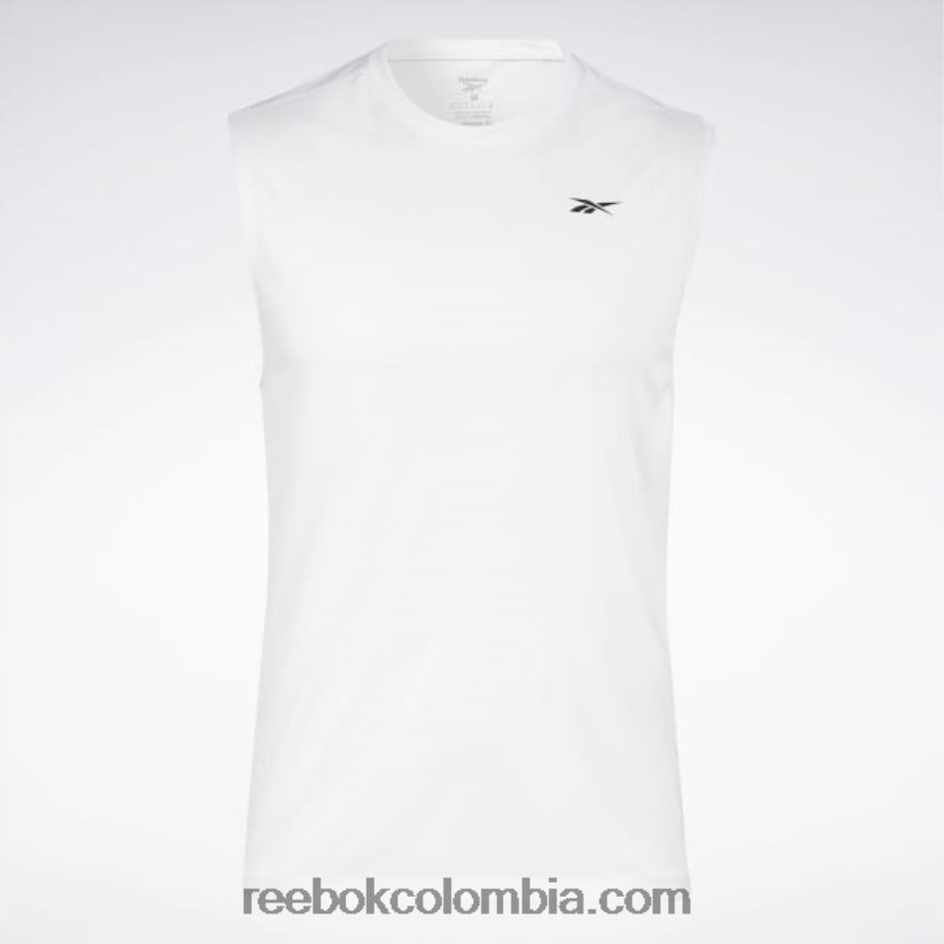 hombres blanco camiseta técnica sin mangas de entrenamiento Reebok D260LP1190