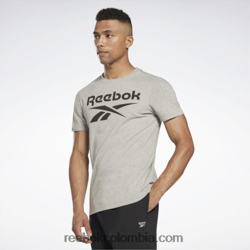 hombres brezo gris medio camiseta con logo grande Reebok D260LP1306