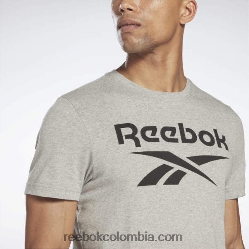 hombres brezo gris medio camiseta con logo grande Reebok D260LP1306
