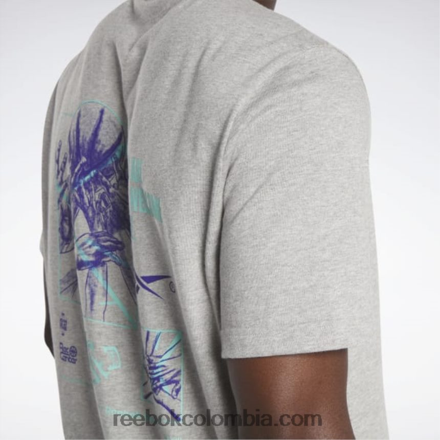 hombres brezo gris medio camiseta de la cancha de baloncesto Reebok D260LP1327