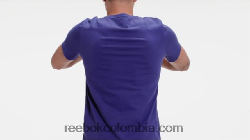 hombres morado negrita camiseta con logo grande Reebok D260LP1348