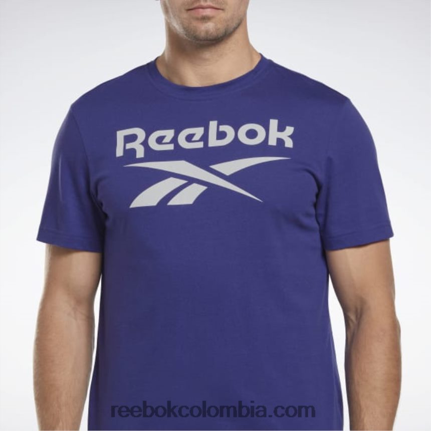 hombres morado negrita camiseta con logo grande Reebok D260LP1348